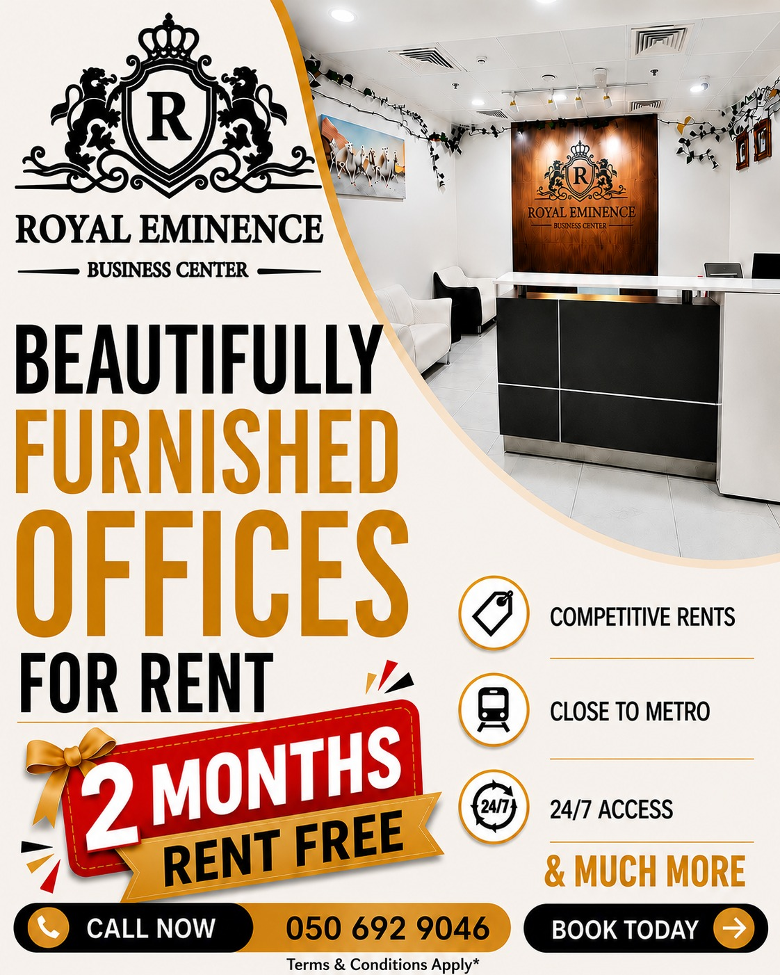 2 months rent free furnished offices offer