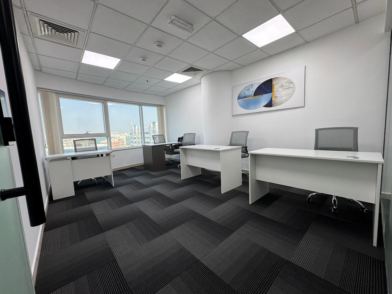 Office space with work desks